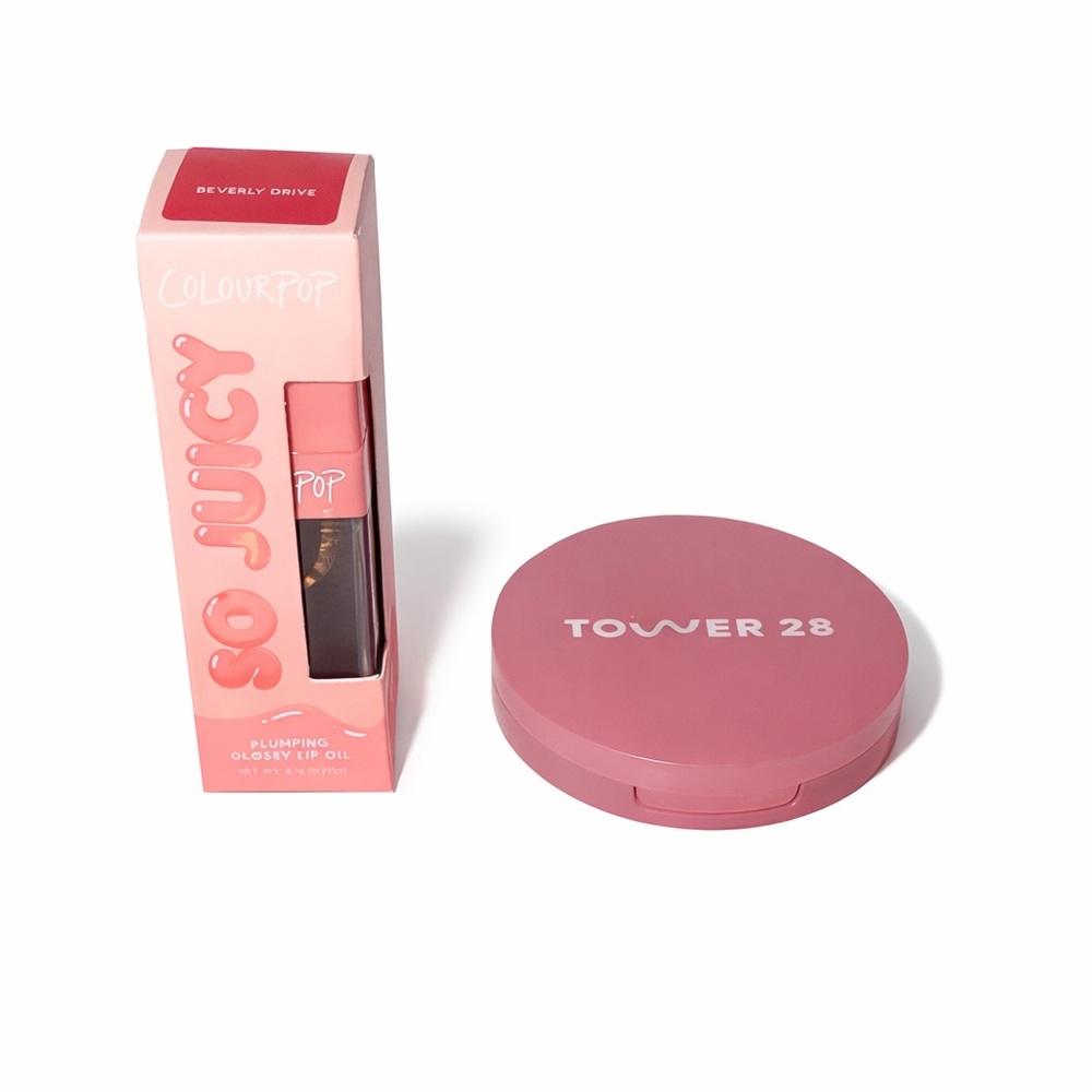ColourPop So Juicy Plumping Lip Oil + Tower 28 Cream Blush Bundle 🎀Pink Glow Duo